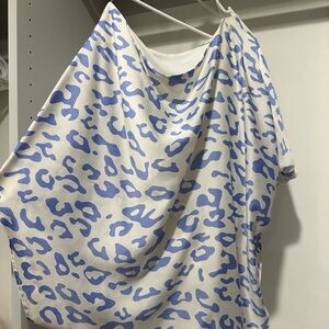 Vestique Blue and White Patterned Blouse - One Shoulder